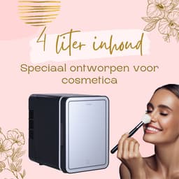 Jambo® Skincare Fridge - Mini Koelkast - Make-up Koelkast met Spiegel - Beauty Fridge met Spiegel en 3 Standen Ledverlichting - Zwart - Cosmetica - 4 Liter — thumbnail 2