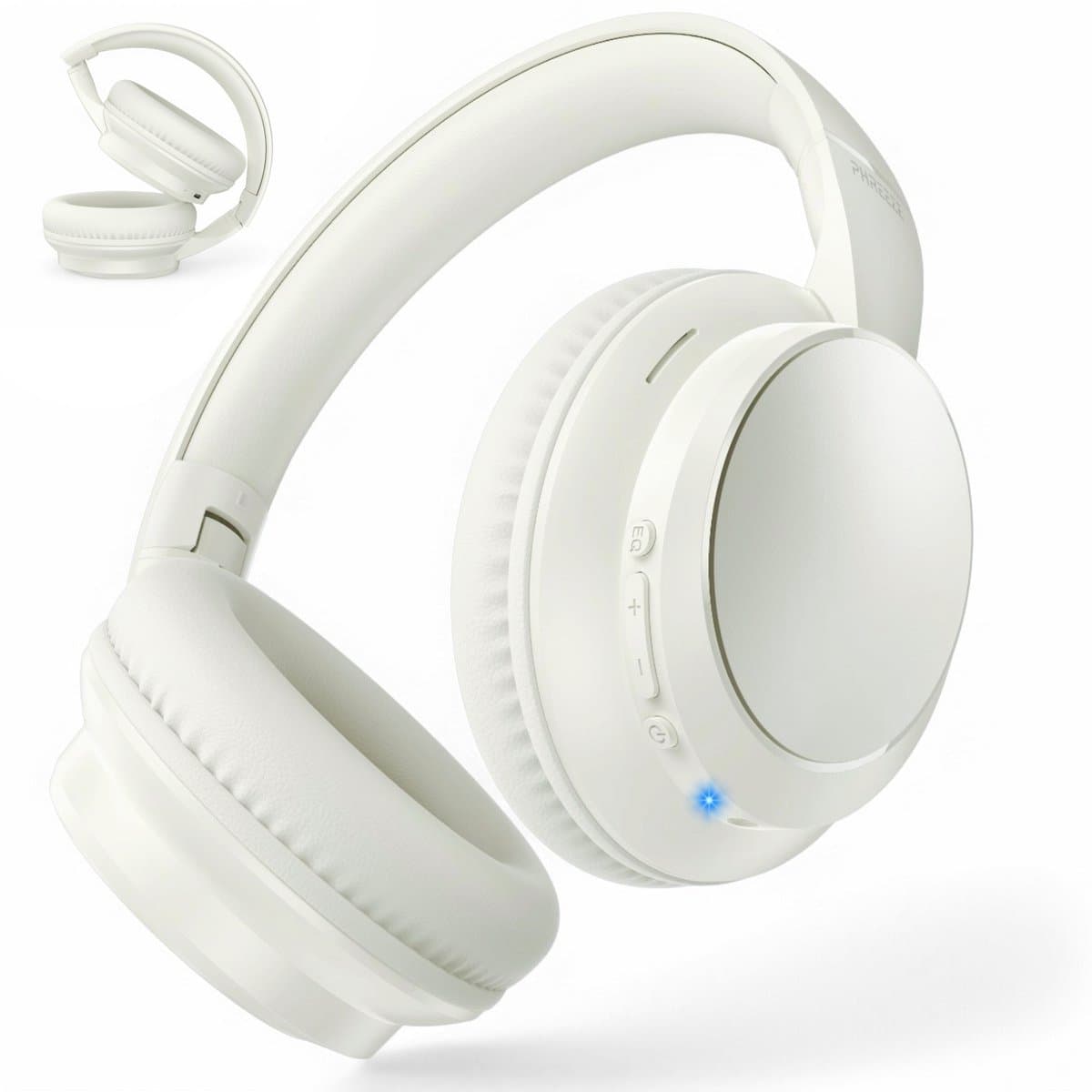 Koptelefoon Draadloos incl. Equalizer - Met Microfoon - Aux & Bluetooth 5.4 - Inklapbaar - Draadloze Headset - Wit / Beige — afbeelding 1