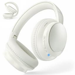 Koptelefoon Draadloos incl. Equalizer - Met Microfoon - Aux & Bluetooth 5.4 - Inklapbaar - Draadloze Headset - Wit / Beige — thumbnail 1