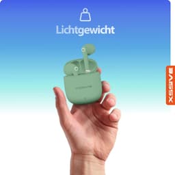 Draadloze Oordopjes Bluetooth 5.3 - Oortjes met Microfoon - Lange Batterijduur - Ergonomische & Stevige Pasvorm - Groene EarBuds — thumbnail 3