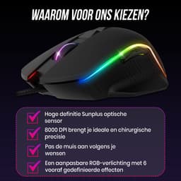 Spirit of Gamer Gaming Muis – Game Muis – RGB – Duimsteun – Flexibel Gebruik – 8000 DPI – Zwart - Bedraad — thumbnail 2