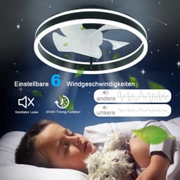 NETTLIFE Plafondventilator met verlichting 40cm - zwart en wit - dimbaar met afstandsbediening - 6 standen Ventilator - LED 34W - Timer plafondlamp - voor slaapkamer | woonkamer | keuken | hal — thumbnail 4