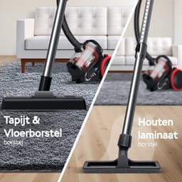 TurboTronic CV07 Stofzuiger zonder zak - Compact Design - Hoge Zuigkracht - Zakloze Stofzuiger - Zwart/Rood — thumbnail 5