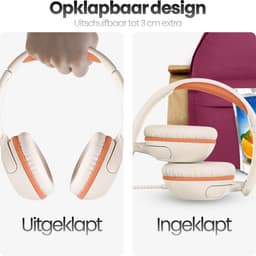 Xssive KH01 Koptelefoon Kinderen - Kinder Koptelefoon met Draad, Microfoon & Volumebegrenzing - Vanaf 2 jaar - Verstelbaar - Wit/Oranje — thumbnail 3