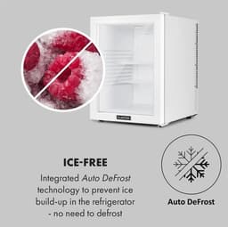 Klarstein Minibar Brooklyn 42 Mini koelkast - Compact - Vrijstaand - Thermo-elektrisch koelsysteem - 42 Liter inhoud - Koeling: 12 - 18 °C - Auto DeFrost - Energie-efficiëntieklasse: F - 23 dB - LED licht - Glazen panoramadeur - Wit — thumbnail 4