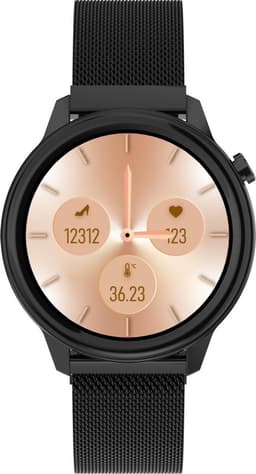 Belesy® MOON - Smartwatch Dames - Horloge - Stappenteller - Lichaamstemperatuur - Bloeddruk - Zuurstofgehalte - Ademhaling - Full Touch - Diverse Wijzerplaten - Mutli sport - Milanees - Staal - Zwart - Moederdag — thumbnail 1