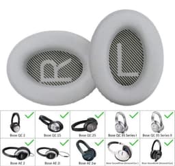 Lederen Set Oorkussens Geschikt Voor Bose Koptelefoon QuietComfort 35, QC35/QC35II/QC45/QC25/QC2/QC15/Soundtrue/Soundlink Around-Ear II AE2 headphones, Vervangende Kussens Voor Hoofdtelefoon - Grijs - 1 Paar — thumbnail 5