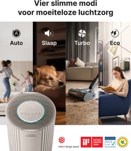 Coway Luchtreiniger AIRMEGA 450 – HEPA filter + koolstoffilter – voor grote ruimtes tot 191 m² - Tegen stof, pollen en allergenen - CADR 734 m³/u – energiebesparende modus – ECARF gecertificeerd - Air Purifier – Beige — thumbnail 3