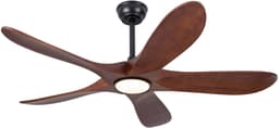 Plafondventilator Met Verlichting 132 Cm – 6 Snelheden En Timer – Walnoot En Zwart – Hout – Voor Slaapkamer En Woonkamer – Afstandsbediening En Omkeerbare Stand — thumbnail 3