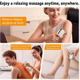 Mini Massage Gun met Dubbele Kop, Draagbaar Massagepistool voor Spiermassage, Oplaadbare Handheld Massager voor Spierontspanning, Compact voor Thuis, Kantoor en Reizen, Cadeau voor Mannen en Vrouwen, Zilver — thumbnail 5