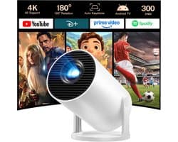 Mini Projector 4K - Android 11 - Bluetooth 5 en WiFi 6 - 1080p Full HD - Draagbare Beamer voor Telefoon/TV Stick/HDMI/PS5/iOS