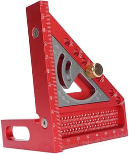 3D multi-hoek meetliniaal aluminium geanodiseerde timmerman voor nauwkeurige houtbewerking, markeren en meten voor ingenieurs, decorateurs en timmerlieden (Rood en grijs) — thumbnail 3