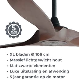 Goedewaere Plafondventilator Nordic Wood - Afstandsbediening - Stil - Timer - 106cm — thumbnail 2