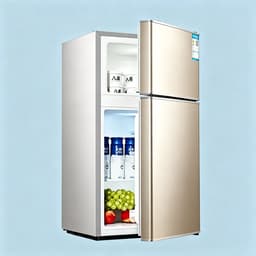Deze compacte minikoelkast met dubbele deur en vriesvak heeft een inhoud van 43 liter en is ruimtebesparend waardoor hij geschikt is voor slaapkamers woonkamers keukens kantoren en studentenkamers Afmetingen 67*39*35,5 cm Goud — thumbnail 4