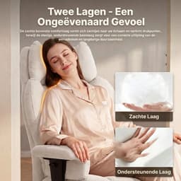 Dowinx Gamingstoel - Ergonomische Bureaustoel - Grote Bureaustoel - Ademende Stof en Flueel - Met Voetensteun en Verstelbare Rug - Bureaustoel Gaming chair - Wit — thumbnail 4