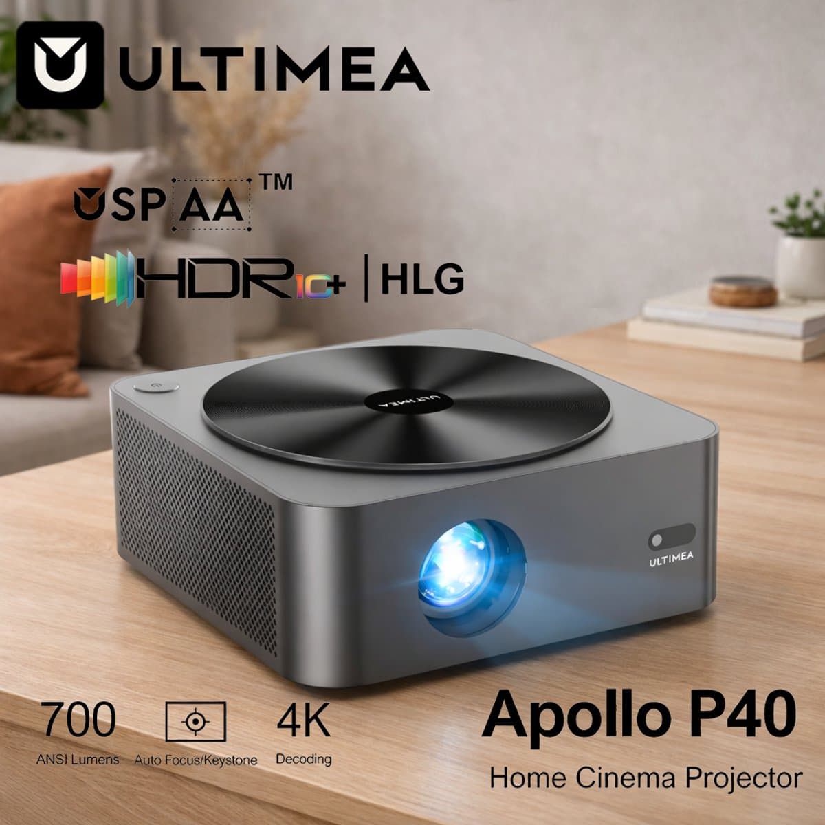 Beamer Apollo P40 - 700 ANSI Lumen - 1920 x 1080 Resolutie - LCD - Wit - Voor Thuisbioscoop — afbeelding 1