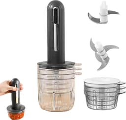 Elektrische knoflookpasta-mixer - hakmolen - multifunctionele keukenmachine - USB-aangedreven - compact keukengereedschap - geschikt voor gehakt - knoflookpasta-bereiding en het hakken van fruit en groenten - zwart — thumbnail 1