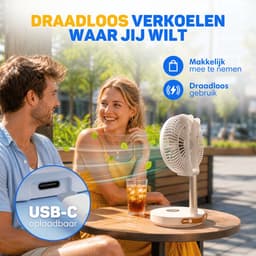 Vulpes Goods® Tech - Ventilator Staand met Afstandsbediening - Tafelventilator 5-in-1 - Draadloos & Oplaadbaar - Opvouwbare Statiefventilator - Verstelbaar - USB Ventilator - 6 Snelheden - Timer - 12dB Stille Ventilator - Vloerventilator - PRO V2 — thumbnail 2