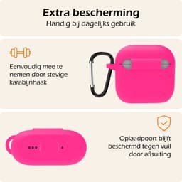 Hoesje - Geschikt voor Apple AirPods 5 - met Clip - Siliconen Hoes - Silicone Case Cover - Roze — thumbnail 5