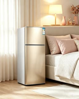 Mini koelkast met vriesvak 43 liter dubbele deuren compact model scheidbare koel en vriesruimte voor langdurige versheid geschikt voor slaapkamer keuken kantoor en studentenkamer goud 35.5*39*67cm — thumbnail 1