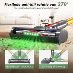 Adormii Steelstofzuiger Draadloos – 50000Pa Sterke Zuigkracht – 60 Min Accuduur – Anti-haarwikkel Vloerborstel – 4 HEPA-filters – 1,6 L Stofreservoir – Groene LED Stofdetectieverlichting – Goud — thumbnail 4