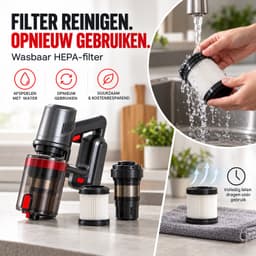 Steelstofzuiger V12 Draadloos 2-in-1 - Kruimeldief - Draadloze Stofzuiger - Vacuum Cleaner - Lichtgewicht met HEPA-filter — thumbnail 2