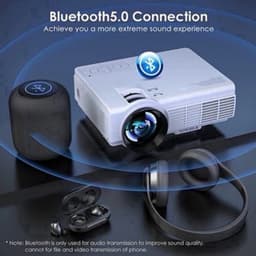 Yowhick - Beamer - Projector Beamer - Mini Meamer - 1080P - Automatische focus - met WiFi - 5G+2.4G Wireless Connection - Wit — thumbnail 5