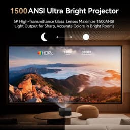 Beamer 1500 ANSI Lumen - Google TV 14 Smart Projector - 1080p Resolutie - LCD Scherm - Voor Thuisbioscoop En Gaming — thumbnail 1