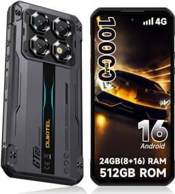 OUKITEL WP60 Rugged Smartphone - 4G LET - 24GB RAM - 512GB ROM - 7,2 inch 120Hz - 10000mAh 33W - 108MP Camera - Dual SIM - Android 15 - NFC GPS - Zwart — thumbnail 1
