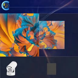 Mini Beamer - Draagbaar Projector - Android 12 - WiFi & Bluetooth 5.4 - 720p & 4K Decodering - Automatische Keystone - 180° Draaibaar - 2000:1 - 170 ANSI - 35-110 Inch - Thuisbioscoop - Voor Thuis & Kantoor & Buiten — thumbnail 3