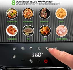 airfryer met stoomfunctie - Heteluchtfriteuse - Witte kleur - Digitale Air Fryer - 5,5L - 1200W - Meer Kookfuncties - Kijkvenster - 360° Heteluchttechnologie - Touchscreen - Vaatwasmachinebestendige Onderdelen — thumbnail 4