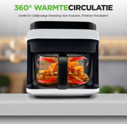 airfryer met stoomfunctie - Heteluchtfriteuse - Witte kleur - Digitale Air Fryer - 5,5L - 1200W - Meer Kookfuncties - Kijkvenster - 360° Heteluchttechnologie - Touchscreen - Vaatwasmachinebestendige Onderdelen — thumbnail 1