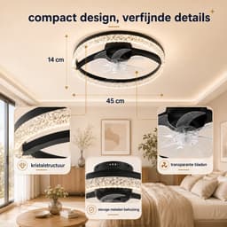 MUPOO Moderne Plafondventilator met Verlichting met Inklapbare Bladen 45 cm - Ventilatorlamp ruimtebesparend -Dimbare LED 3000-6500K - Stil & 6 Snelheden -Omkeerbaar - App & Afstandsbediening - voor Slaapkamer en Woonkamer — thumbnail 4