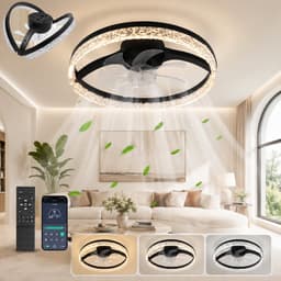 MUPOO Moderne Plafondventilator met Verlichting met Inklapbare Bladen 45 cm - Ventilatorlamp ruimtebesparend -Dimbare LED 3000-6500K - Stil & 6 Snelheden -Omkeerbaar - App & Afstandsbediening - voor Slaapkamer en Woonkamer — thumbnail 1
