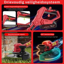 DailySupplies® Grasmaaier Elektrisch - Grastrimmers met Accu - Rood — thumbnail 3