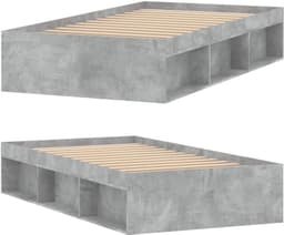 Bedframe, familiebed, tweepersoonsbed, slaapkamermeubel, bedframe, betongrijs, 90x200 cm — thumbnail 3