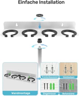 Multi-Mic-Houder, Wandbeugel voor 4 Handmics Bedraad/Draadloos, Wit — thumbnail 2