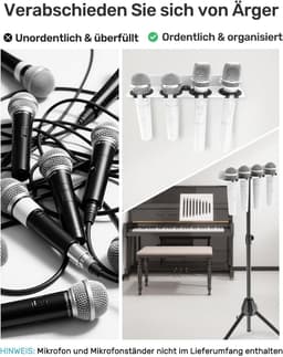 Multi-Mic-Houder, Wandbeugel voor 4 Handmics Bedraad/Draadloos, Wit — thumbnail 5