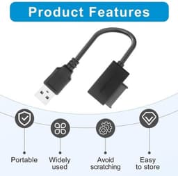 SATA-naar-USB-adapter - Plug & Play 13-pinskabel voor HDD, SSD en CD/DVD-ROM-speler — thumbnail 3