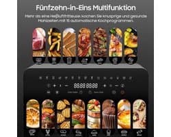 Airfryer – Heteluchtfriteuse – Friteuse – Heteluchtoven – Gezond Koken – 23L XXL Inhoud – Dual-Zone Met Koekprogramma’s & Verlichting