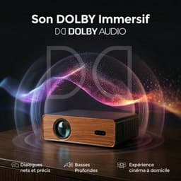 Beamer Draagbaar - 1080P Full HD 450 ANSI Lumen - Dolby Audio 5W - WiFi 6 Bluetooth 5.1 - Voor Thuisbioscoop Gaming Presentaties — thumbnail 5