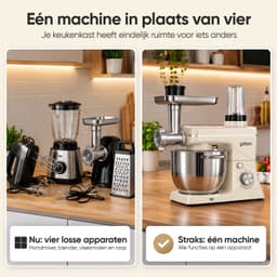 Gatson Multifunctionele Keukenmachine - Blender, Vleesmolen, Koekjesmaker & Groentesnijder - Keukenmixer - Keukenrobot - Foodprocessor - Mixer Met Mengkom — thumbnail 3