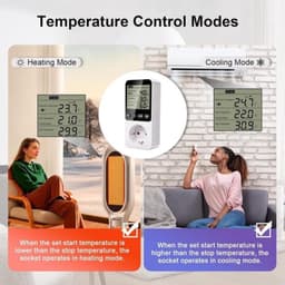 Digitale temperatuur- en vochtigheidsregelaar met timer en alarm - Stopcontactthermostaat en hygrostaat — thumbnail 2