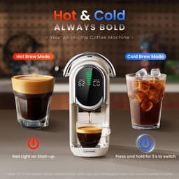 Espressomachine 5-in-1 – 20 Bar – Warm en Koud – 7 Waterstanden – LED Display – 1450 W – Wit — thumbnail 2