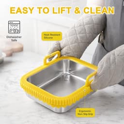 Airfryer voor COSORI heteluchtfriteuse 2 kamers/Ninja heteluchtfriteuse AF400EU/DZ400EU/AF451EU hittebestendig van roestvrij staal 304, krasbestendig, vaatwasmachinebestendig (geel, zonder — thumbnail 3