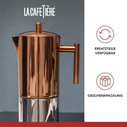 La Cafetière Percolator - Espresso Maker 10 Kopjes - 600 ml - RVS met Koperafwerking - Geschikt voor Inductie — thumbnail 2
