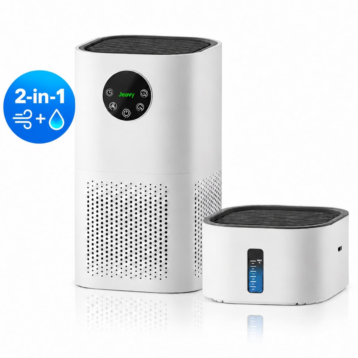 Jeavy 2-in-1 Luchtreiniger & Luchtbevochtiger – Afneembare Bevochtigingsmodule – H13 HEPA filter – Automatische Modus – Wit — afbeelding 1