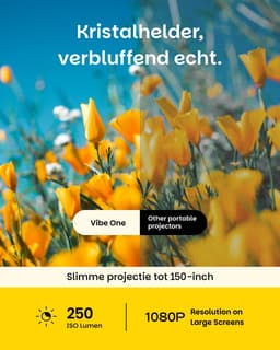 Mini Beamer 1080p - Draagbare Smart Projector - Ingebouwde Batterij - Autofocus en Automatische Trapeziumcorrectie - Met Netflix - Blauw — thumbnail 3