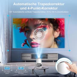Mini Beamer - 1280 x 720 Resolutie Android 14 - 8000 Lumen Lichtsterkte - Draagbaar Wit - Smart Projector — thumbnail 3