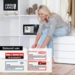 LEBENLANG Kluis - Incl. Brandwerende tas & Noodsleutel | 5 Liter | Brandkluis Met Cijferslot Voor Geld & Sieraden | Wandkluis Inbouwkluis Kleine Safebox — thumbnail 4